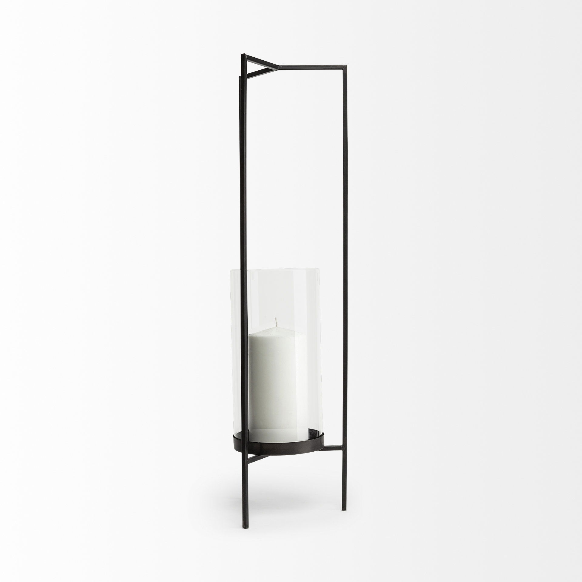 Abigail I Large Gunmetal Gray Metal Table Candle Holder, Candles & Candle Holder by Mercana, 8.07" length x 7.68" width x 29.72" height View 4