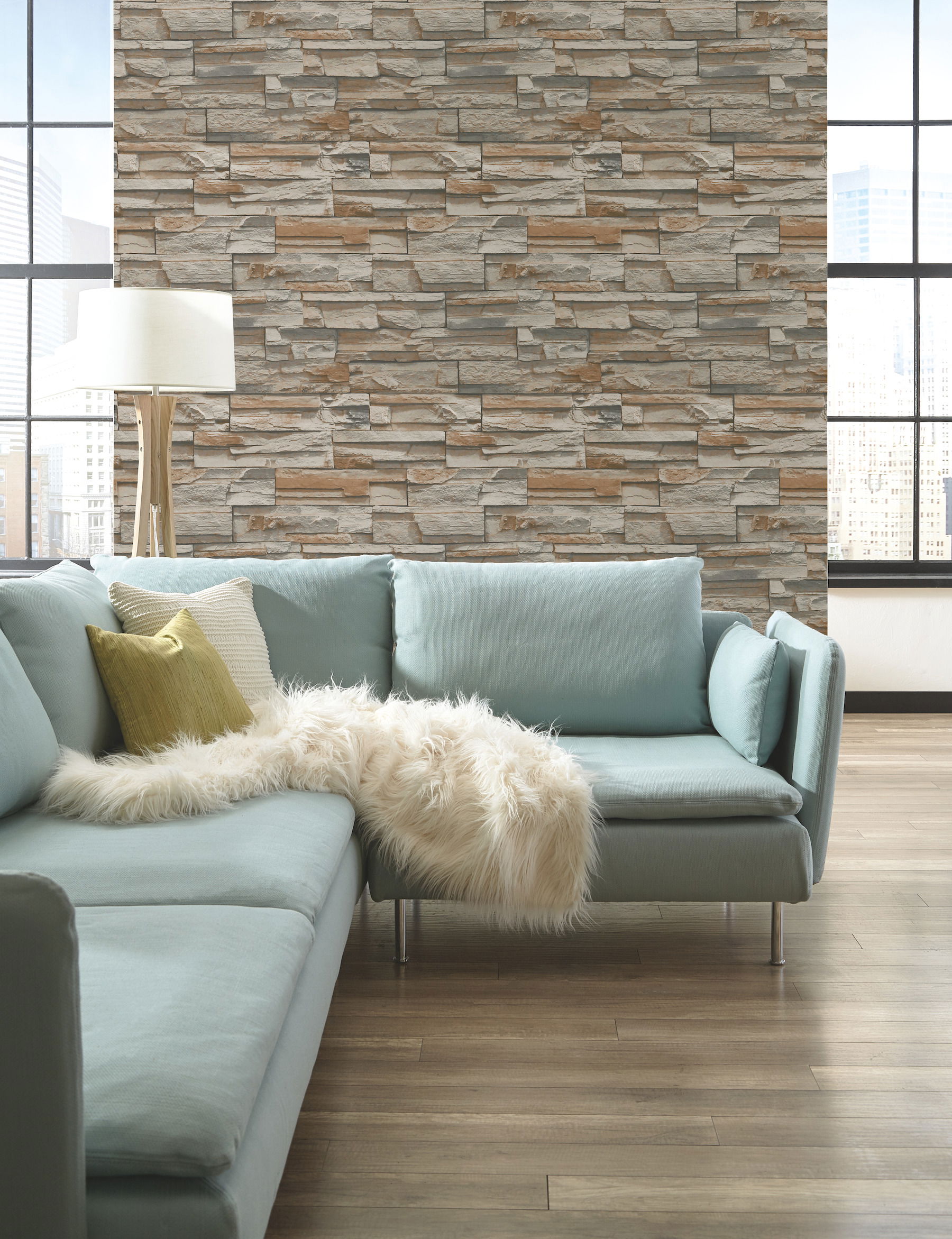 Flat Stone Brown & Grey Wallpaper large image 