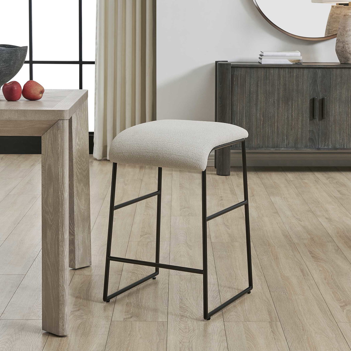 Arcane Ecru Counter Stool, Counter & Bar Stool by Uttermost, 17" width x 26" height x 17.5" depth View 2