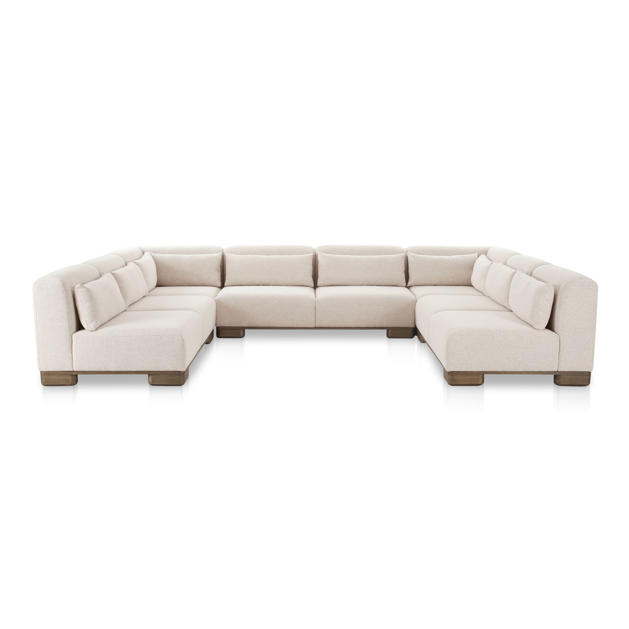 June U Shaped Modular Sectional Oatmeal, Sectional Sofa by Moe's Home, 150" width x 30" height x 110" depth View 1