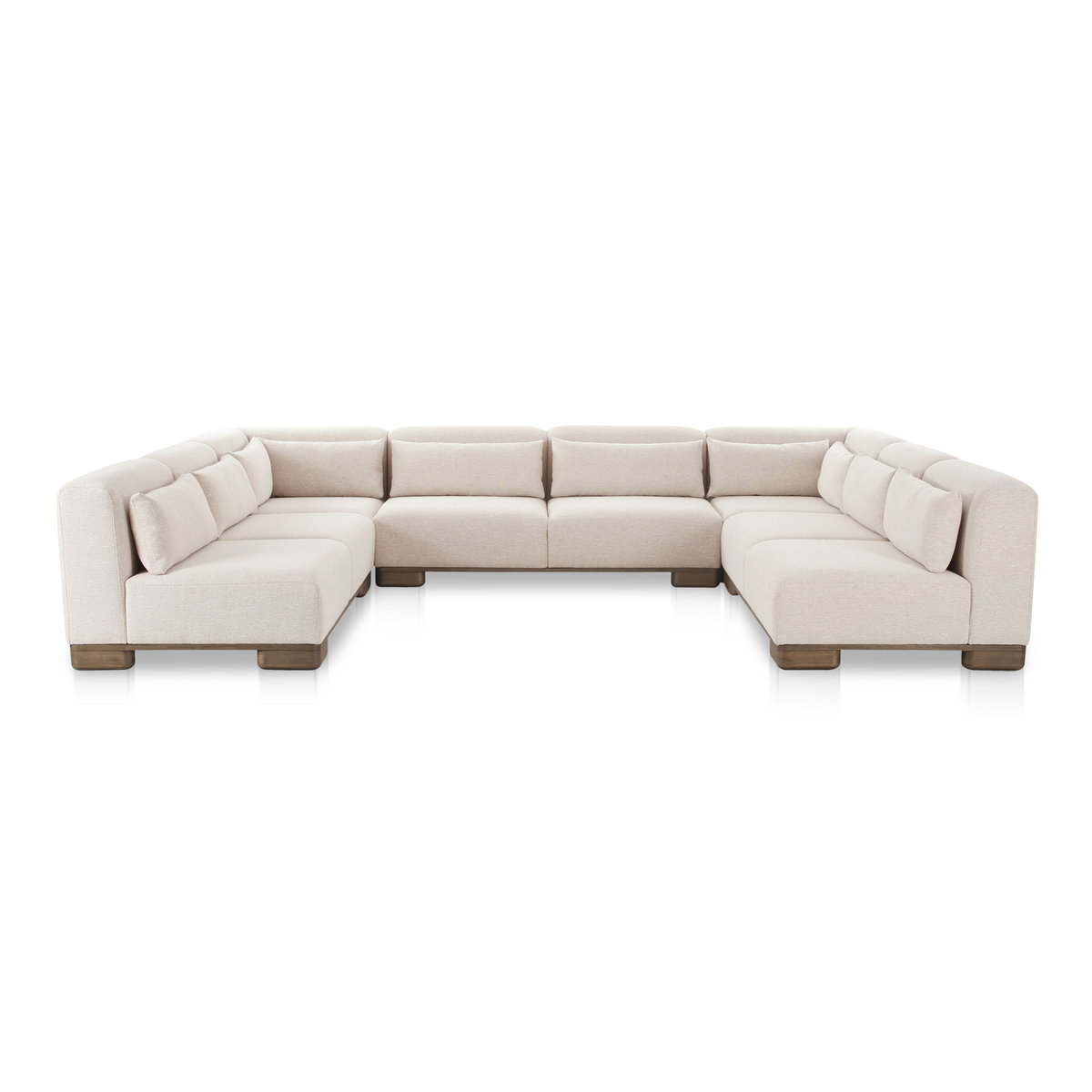 June U Shaped Modular Sectional Oatmeal, Sectional Sofa by Moe's Home, 150" width x 30" height x 110" depth View 1