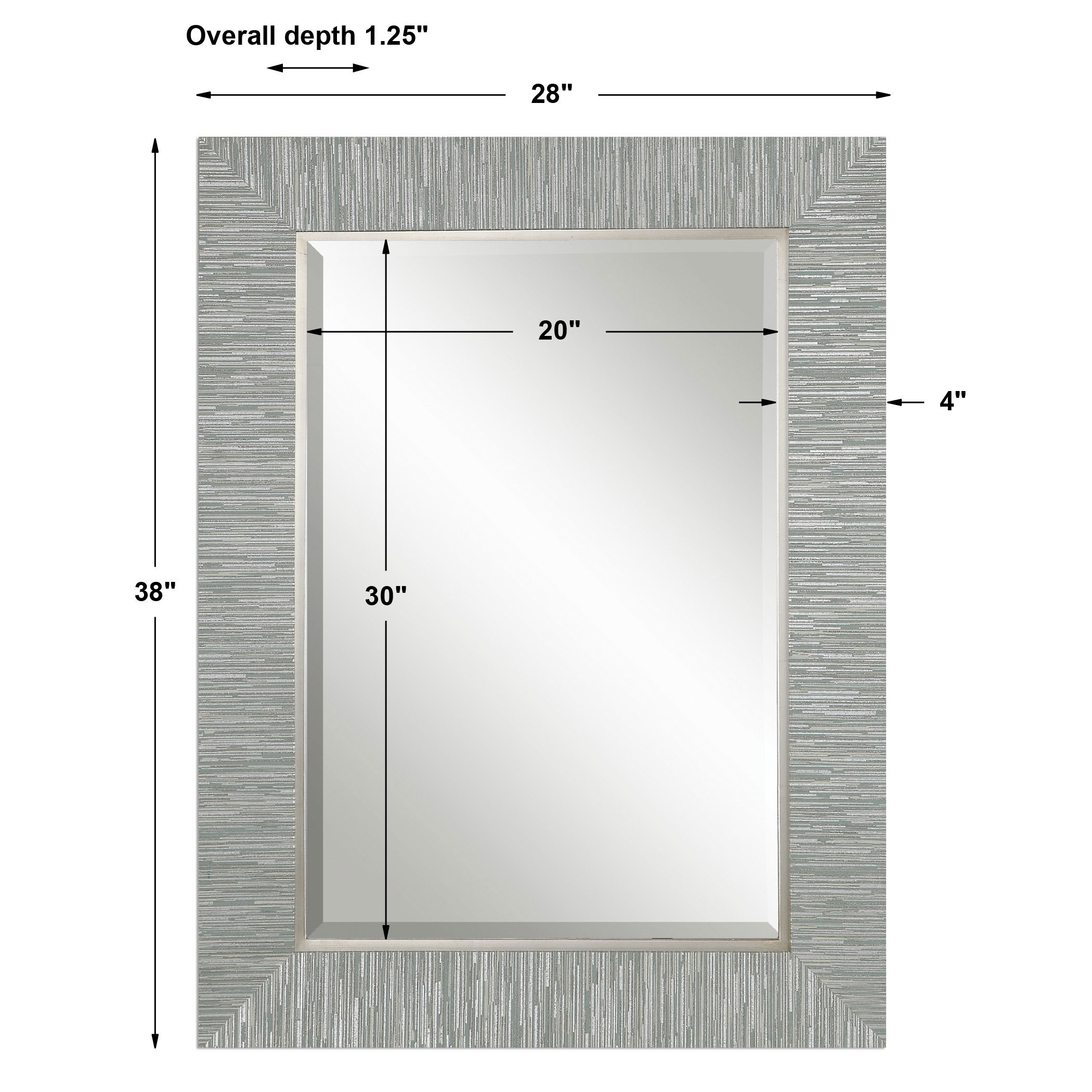 Belaya Gray Wood Mirror, by Uttermost, 28" width x 38" height x 1.25" depth View 3