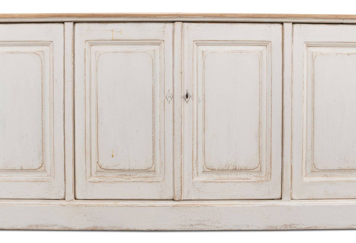 Antique Whitewash Sideboard  6 Door, by Sarreid, 1'8" length x 9'11" width x 3' height View 8