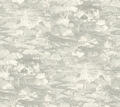 Homestead Grey & Off White Wallpaper