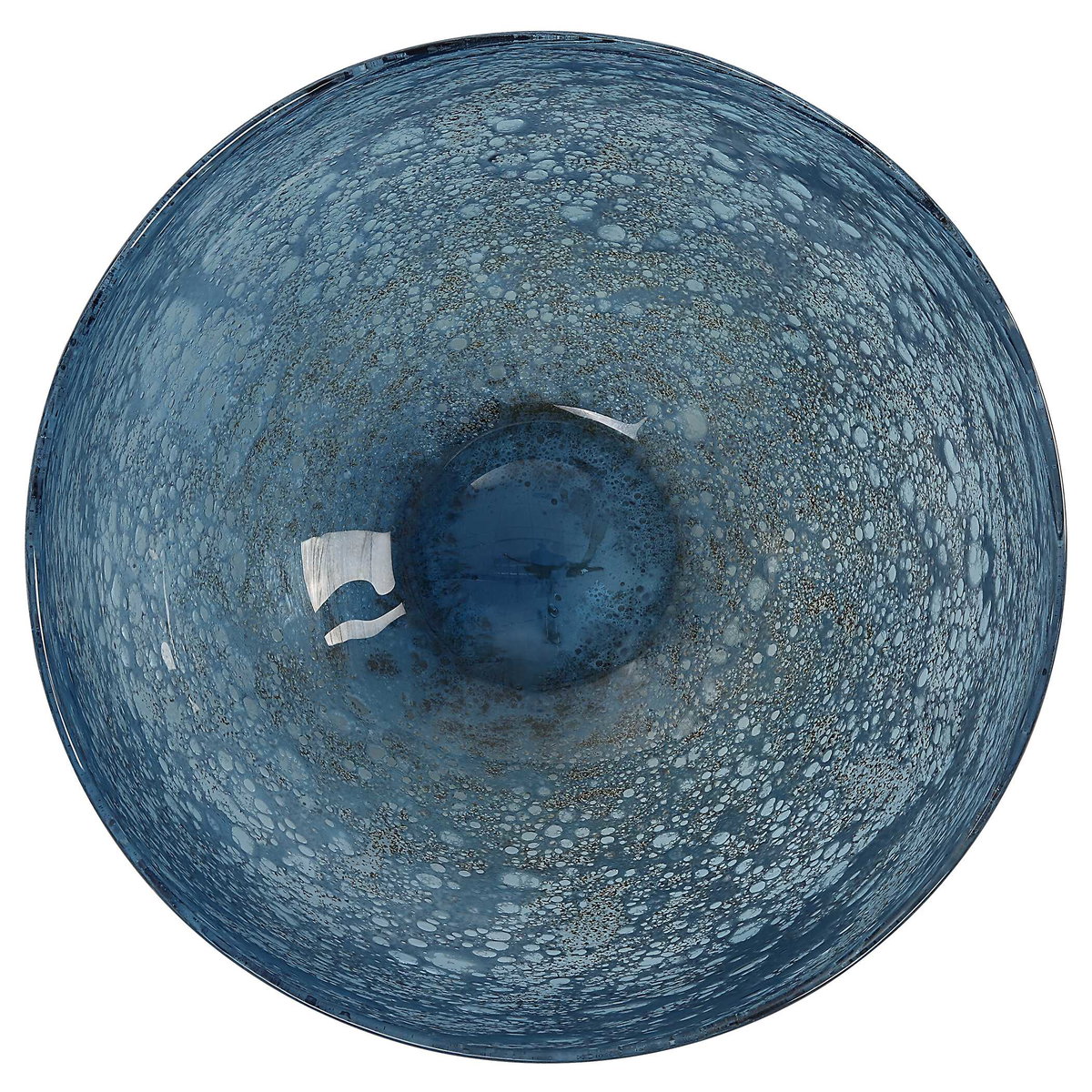 Genovesa Aqua Glass Bowl, Decorative Tray by Uttermost, 14.25" width x 6" height x 14.25" depth View 5