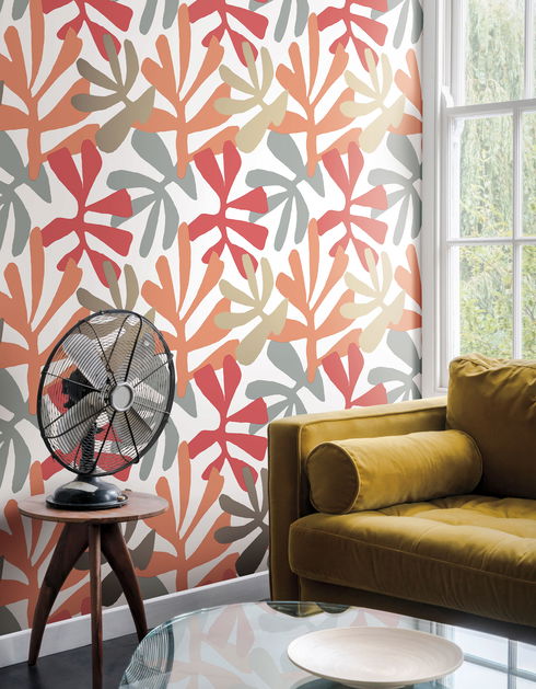 Kinetic Tropical Coral & Beige Peel & Stick Wallpaper