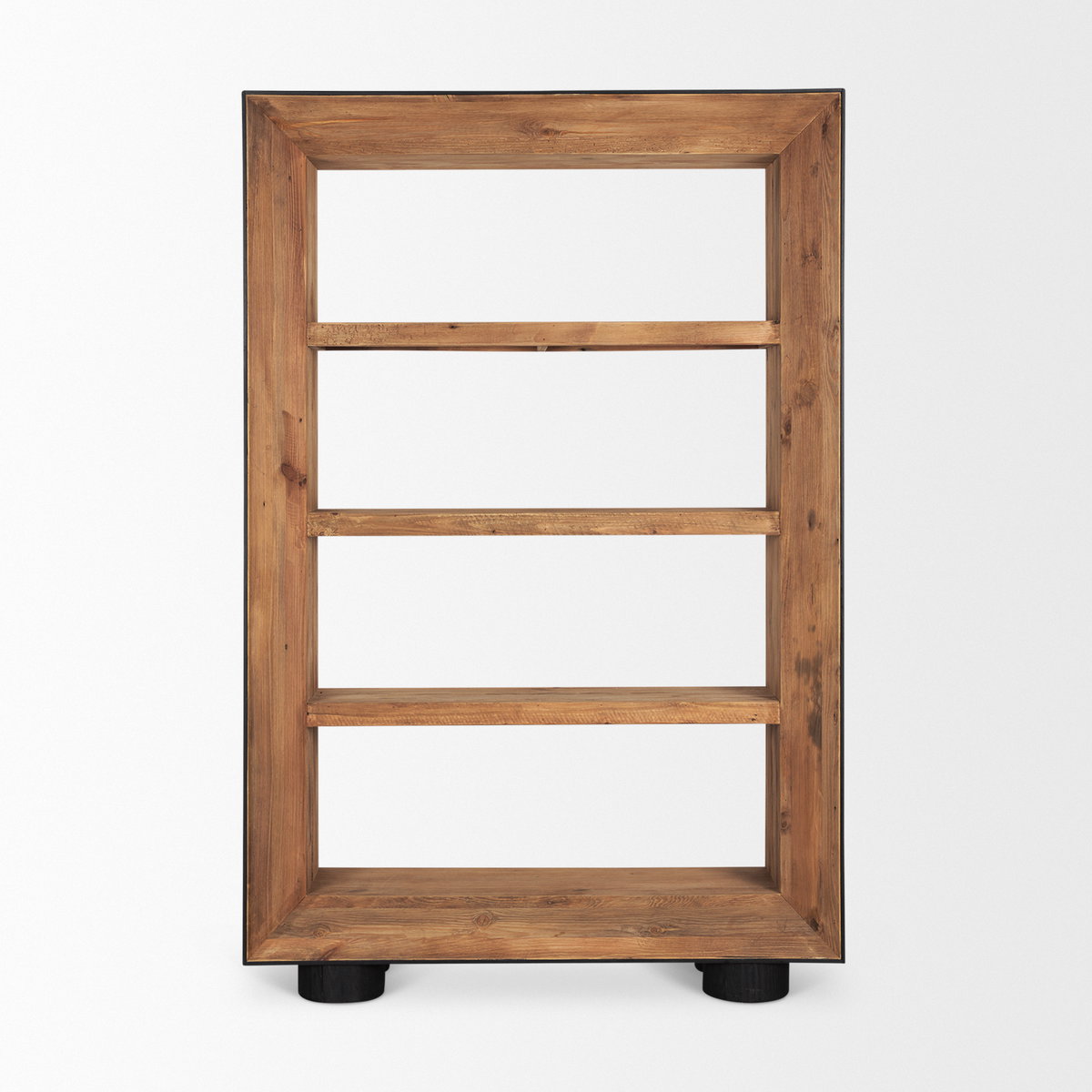 Tabor Natural Wood with Black Oak Frame Bookcase, Shelving & Bookcase by Mercana, 47" length x 16" width x 72" height View 5