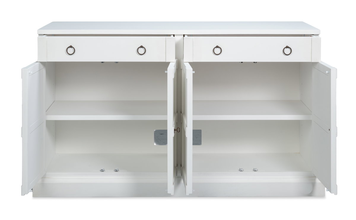 Center Media Base  Cortina White, by Sarreid, 1'8" length x 5'2" width x 3'1" height View 8