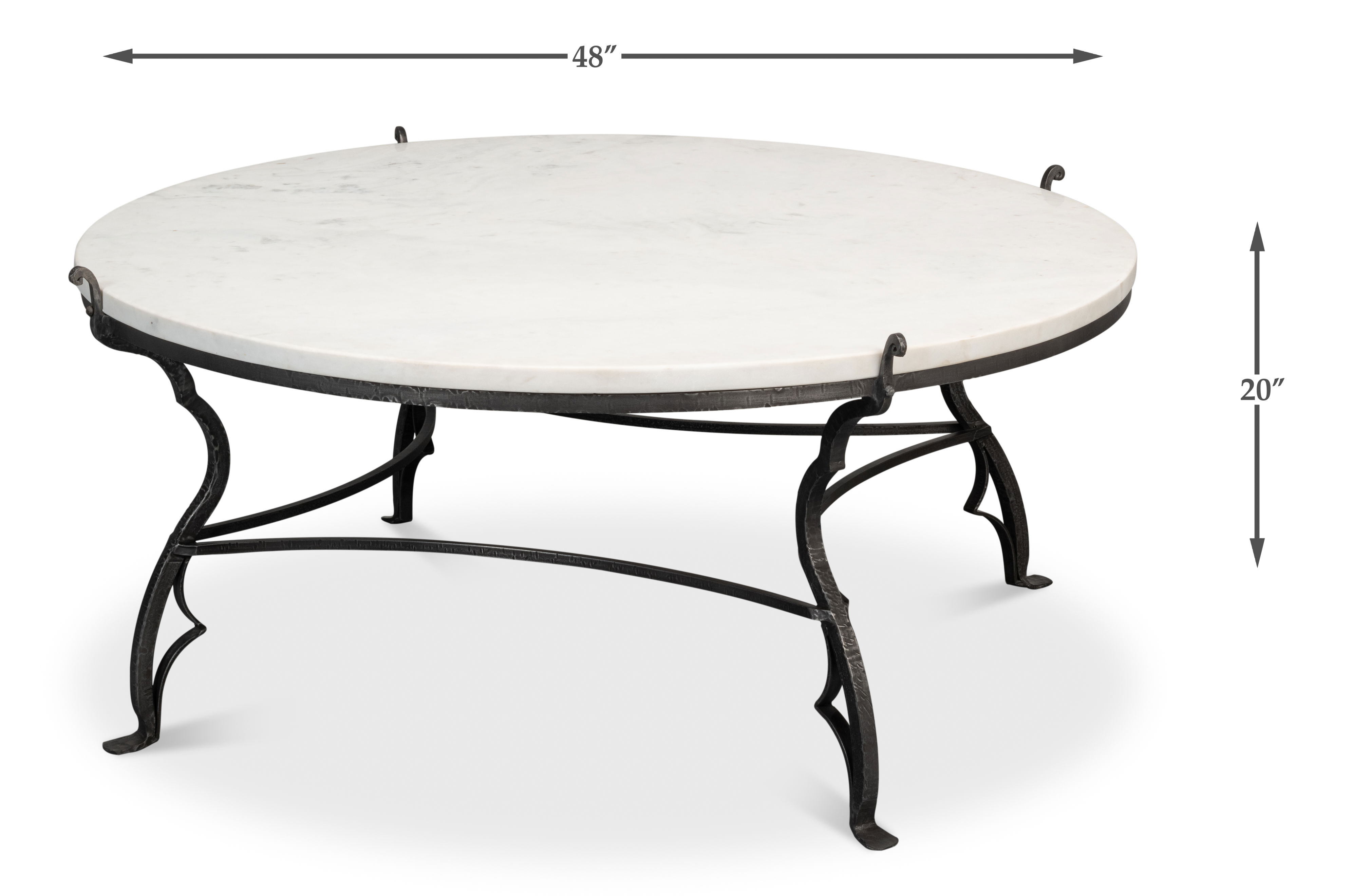 Marylin Coffee Table With Marble Top, by Sarreid, 48" length x 48" width x 20" height View 13