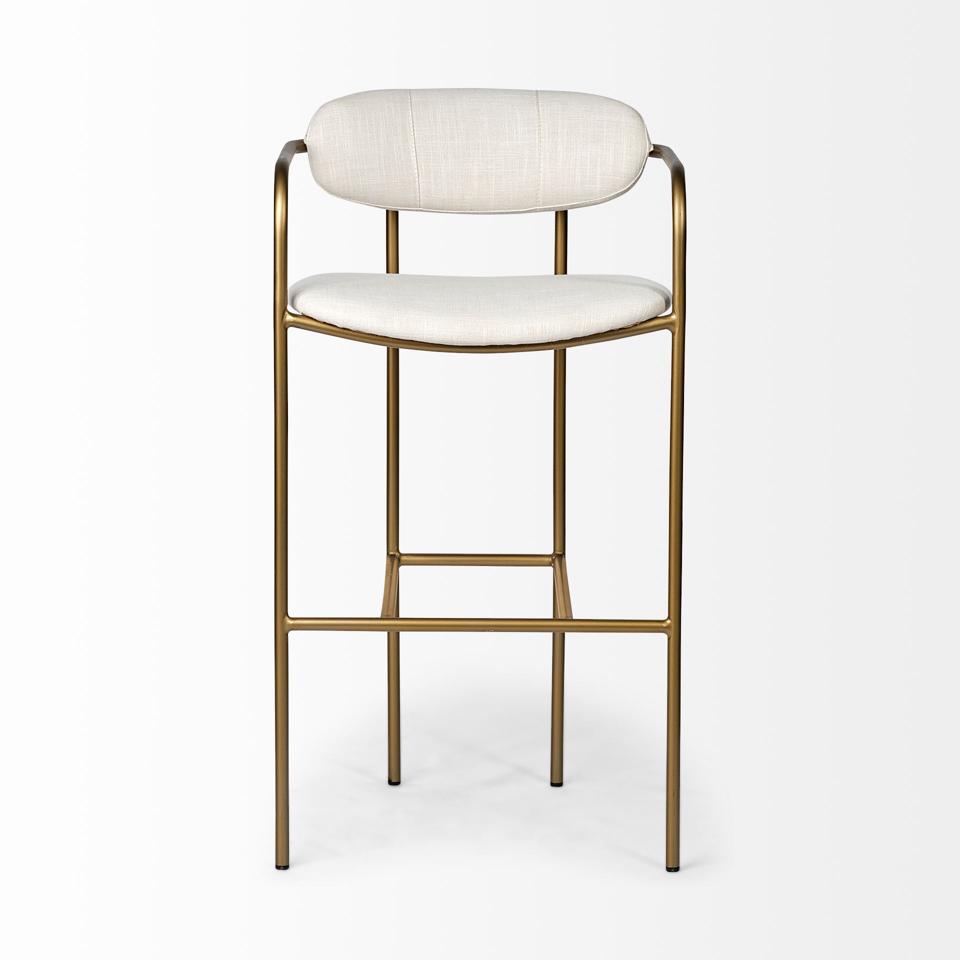 Parker 30' Seat Height Cream Fabric Seat Gold Metal Bar Stool large image 