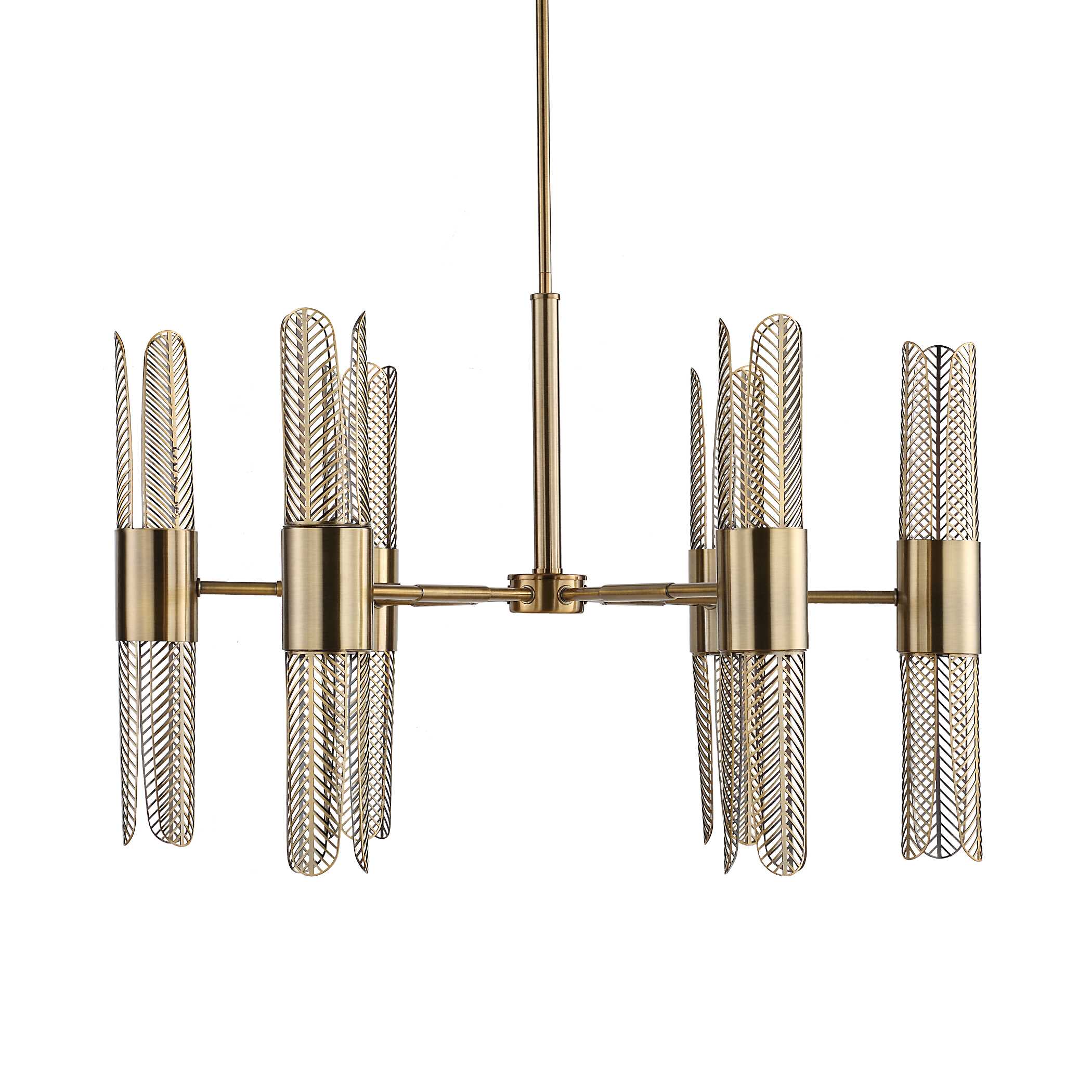 Cret 12 Light Brass Chandelier, Ceiling Light by Uttermost, 31" width x 20.62" height x 31" diameter x 31" depth View 3