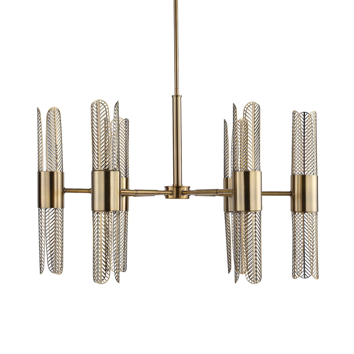 Cret 12 Light Brass Chandelier, Ceiling Light by Uttermost, 31" width x 20.62" height x 31" diameter x 31" depth View 3