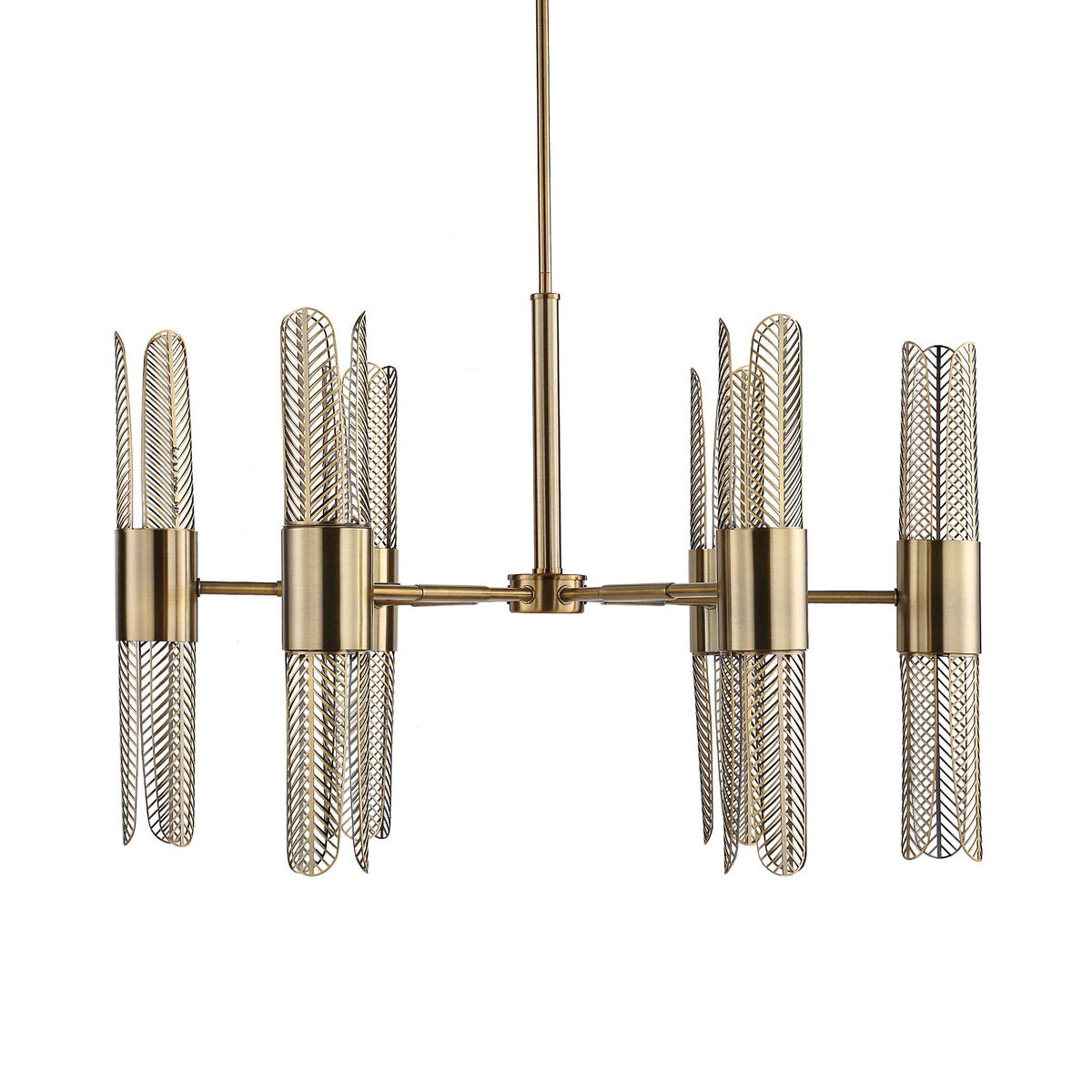 Cret 12 Light Brass Chandelier, by Uttermost, 31" width x 20.62" height x 31" diameter x 31" depth View 3