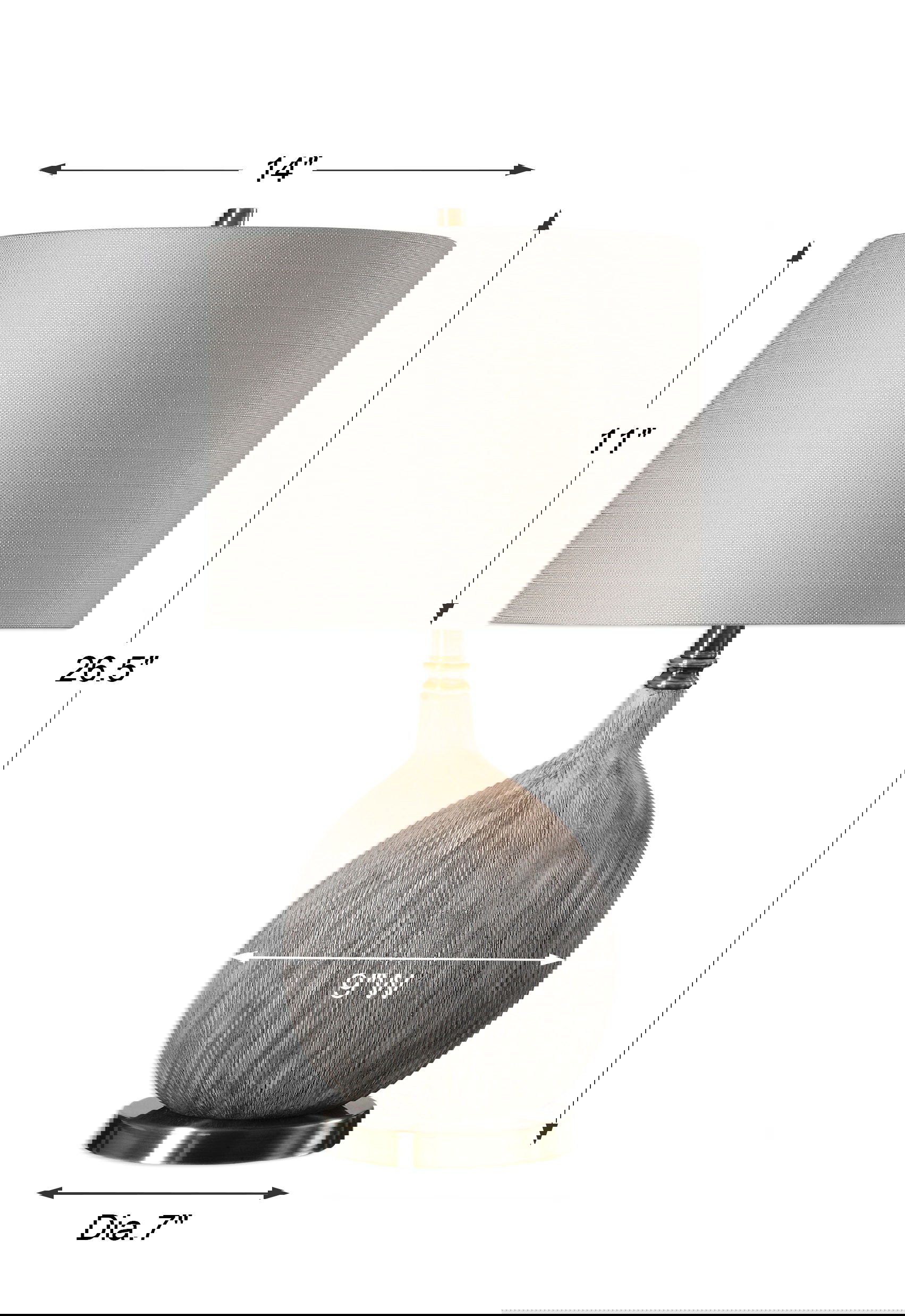 Hedera Textured Ivory Table Lamp, by Uttermost, 14" width x 26.5" height x 14" depth View 3