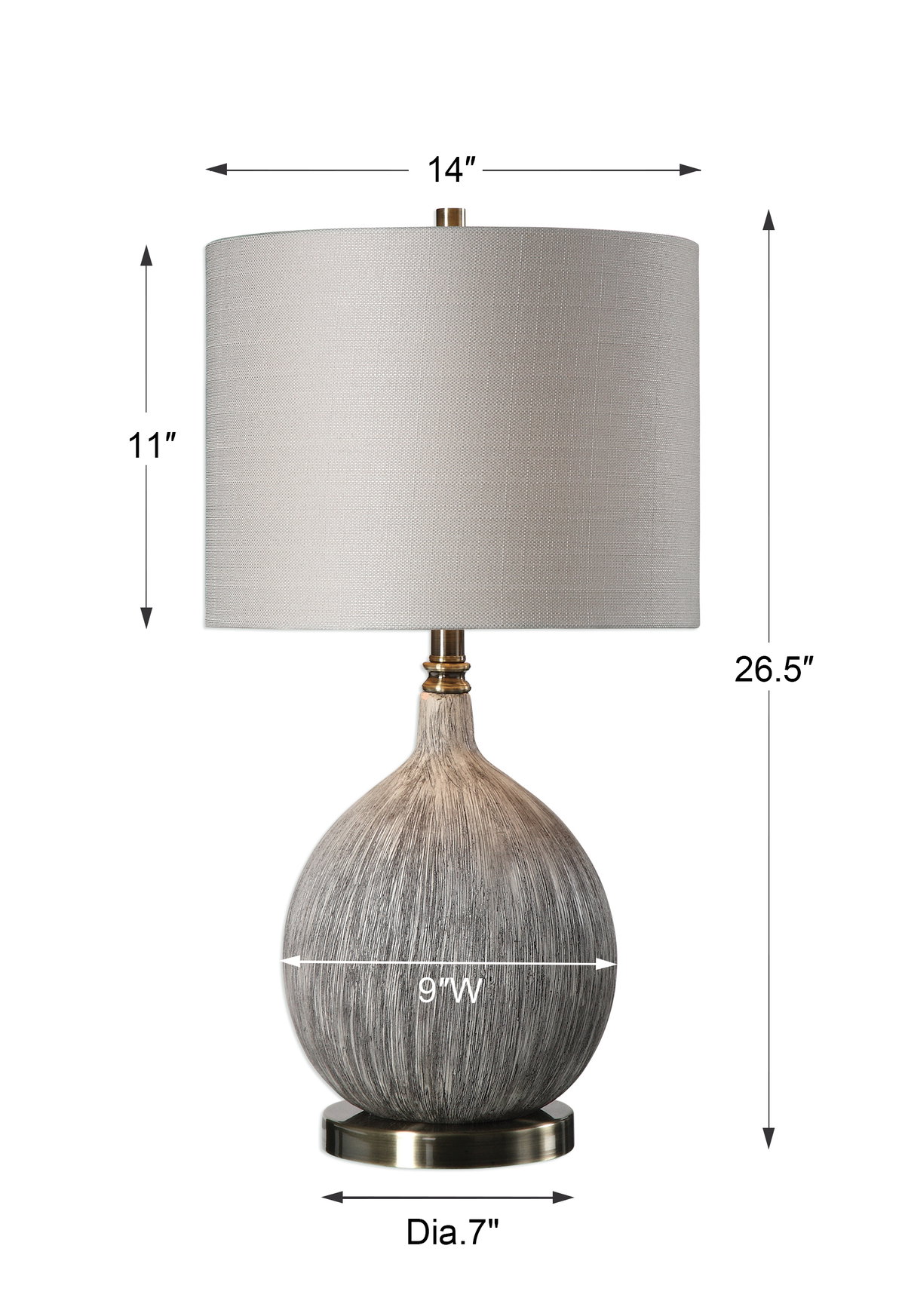Hedera Textured Ivory Table Lamp, by Uttermost, 14" width x 26.5" height x 14" depth View 3