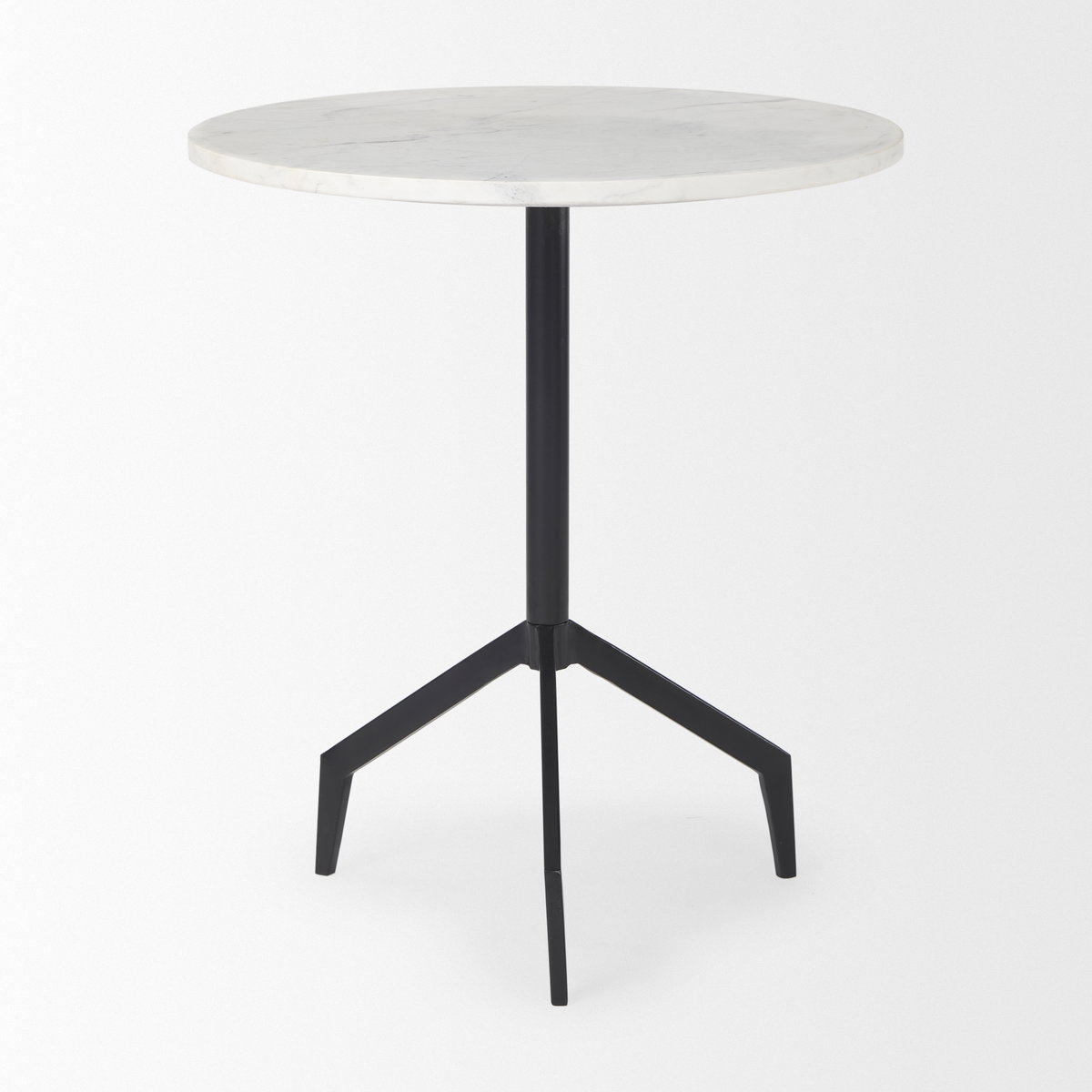 Serre Marble Top 3 Prong Black Metal Base End Table, Side & End Table by Mercana, 20" length x 22.5" width x 20" height View 3