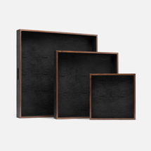 Online Designer Bedroom AMINA, Tray, S/3, Black, Realistic Faux Shagreen.