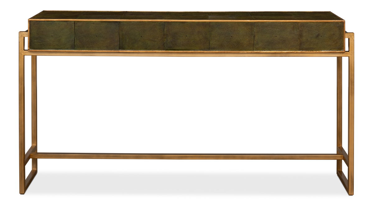 Shagreen Console Table  Leaf, by Sarreid, 1'2" length x 5'4" width x 2'10" height View 3