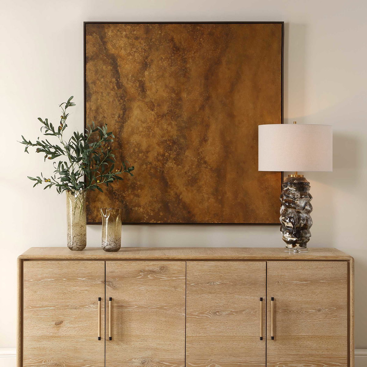 Burn Hand Painted Canvas, Art by Uttermost, 51" width x 51" height x 2" depth View 2