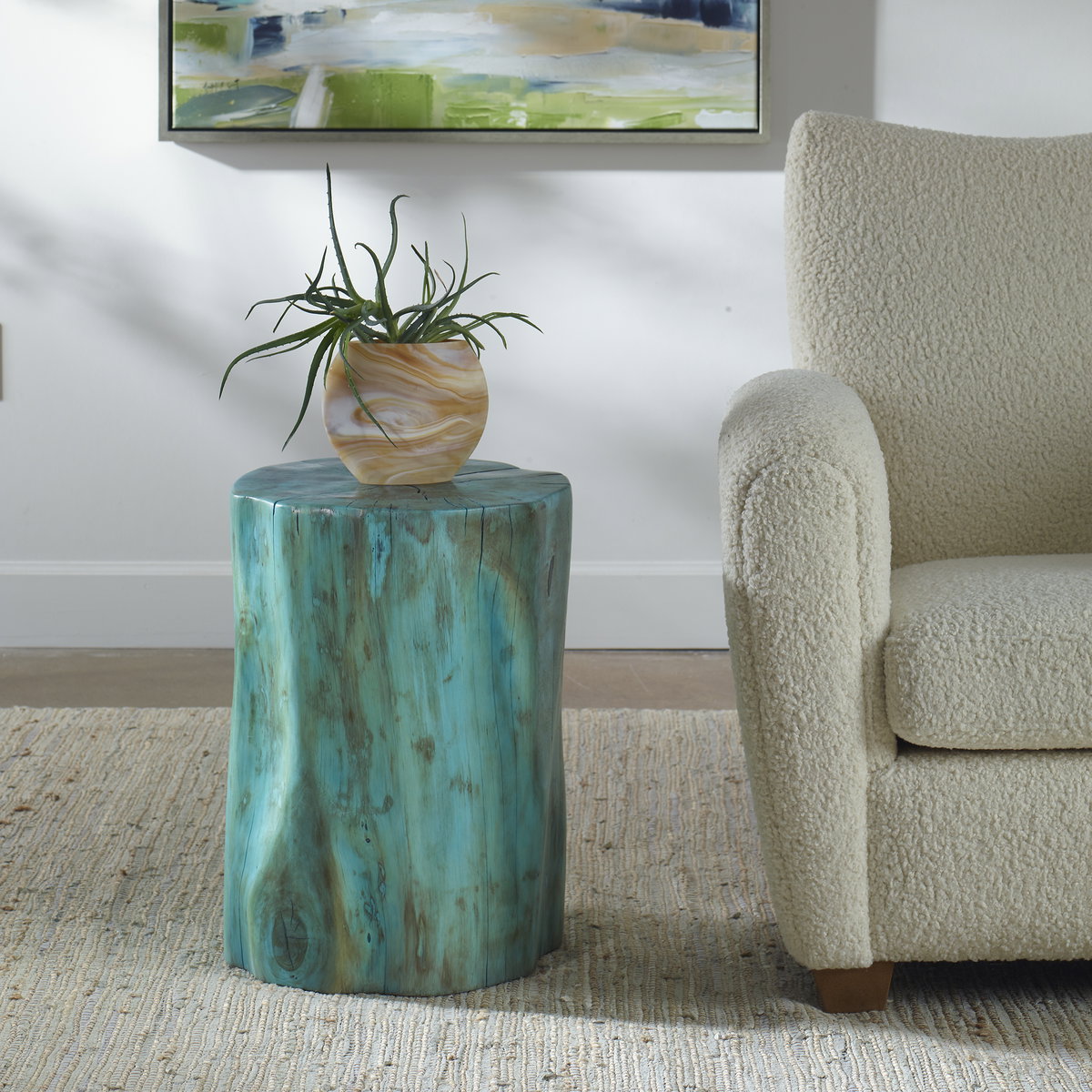 Habitat Blue Accent Stool, Counter & Bar Stool by Uttermost, 16" width x 20" height x 16" depth View 2