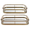 Rosea Brushed Gold Trays Set/2, Decorative Tray by Uttermost, 19.5" width x 3" height x 11" depth thumbnail 1