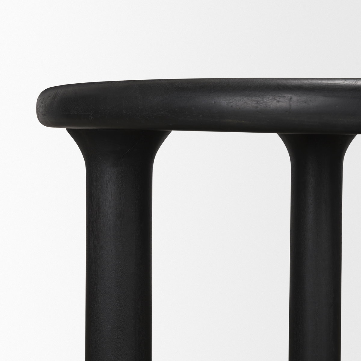 Soma Textured Black Mango Wood Round Dining Table, by Mercana, 48" length x 48" width x 30" height View 10