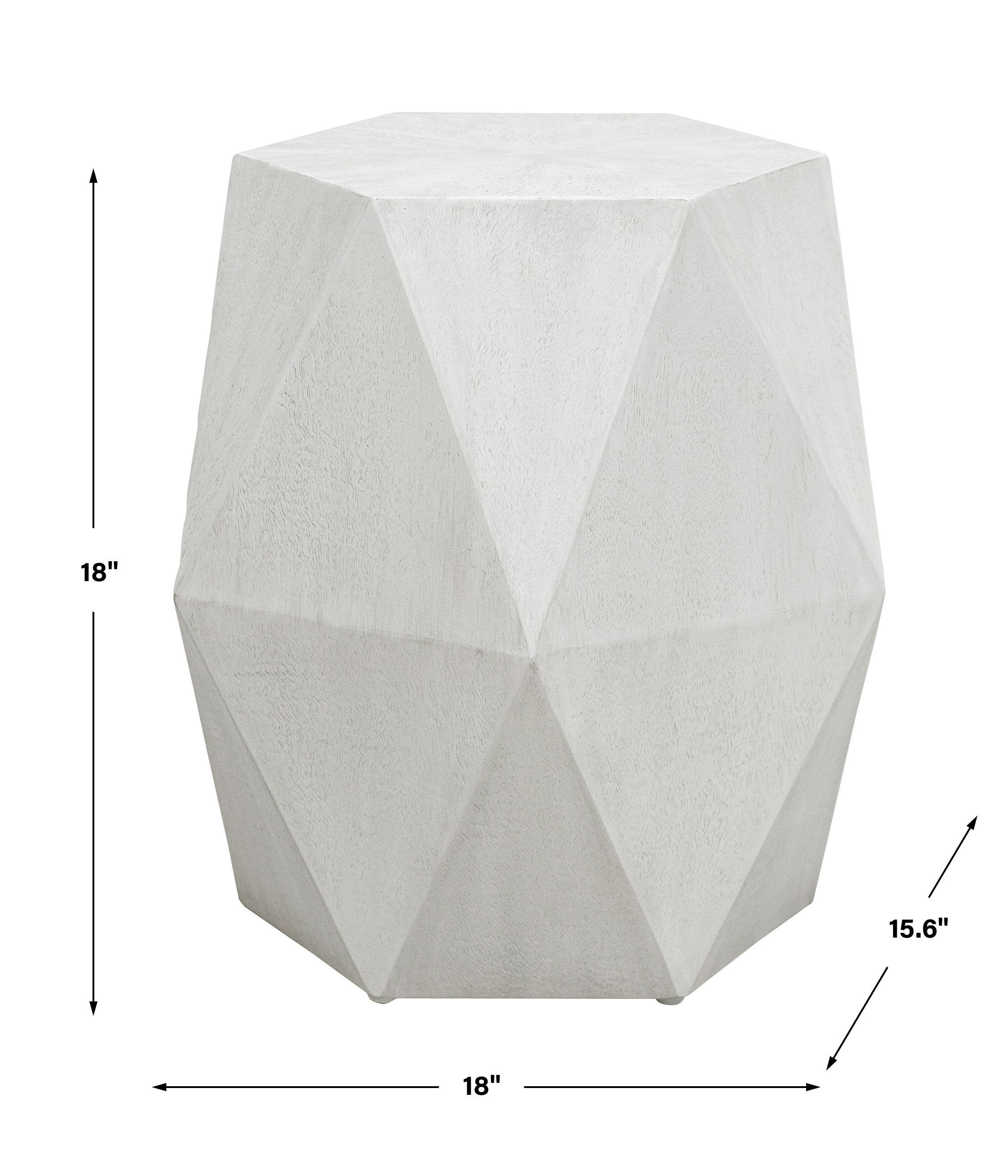 Volker White Geometric Accent Table, Furniture by Uttermost, 18" width x 18" height x 15.6" depth View 3