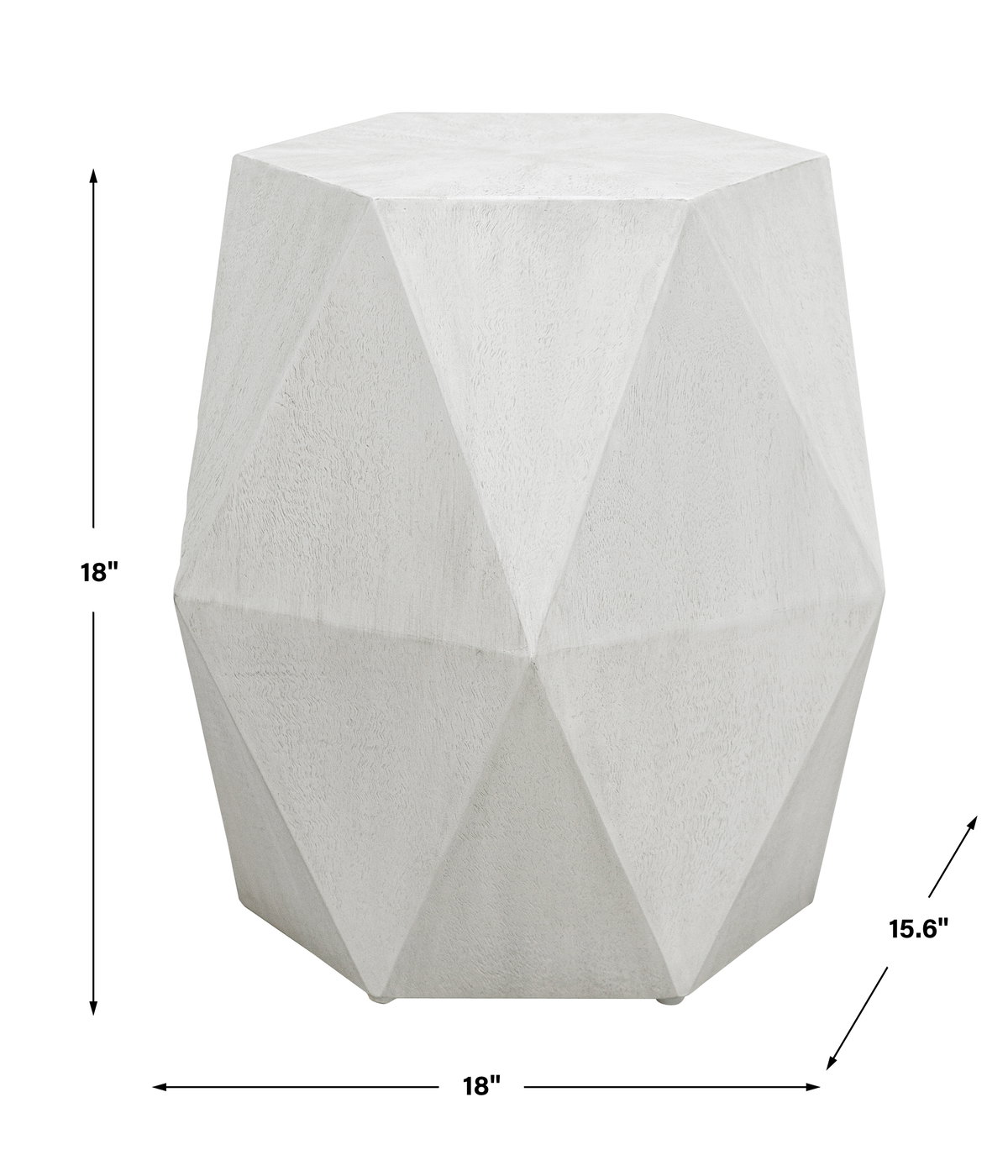 Volker White Geometric Accent Table, Side & End Table by Uttermost, 18" width x 18" height x 15.6" depth View 3