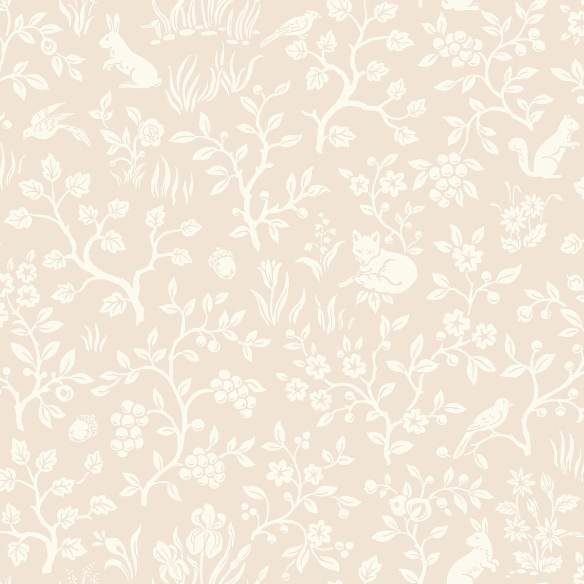 Fox & Hare Pink Wallpaper, by York Wall, 33' length x 1'8.5" width x 0.02" depth