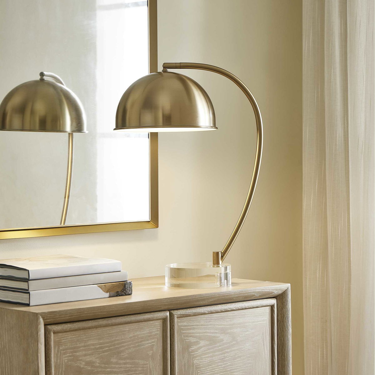 Romani Brass Desk Lamp, by Uttermost, 14.75" width x 22" height x 10" depth View 2