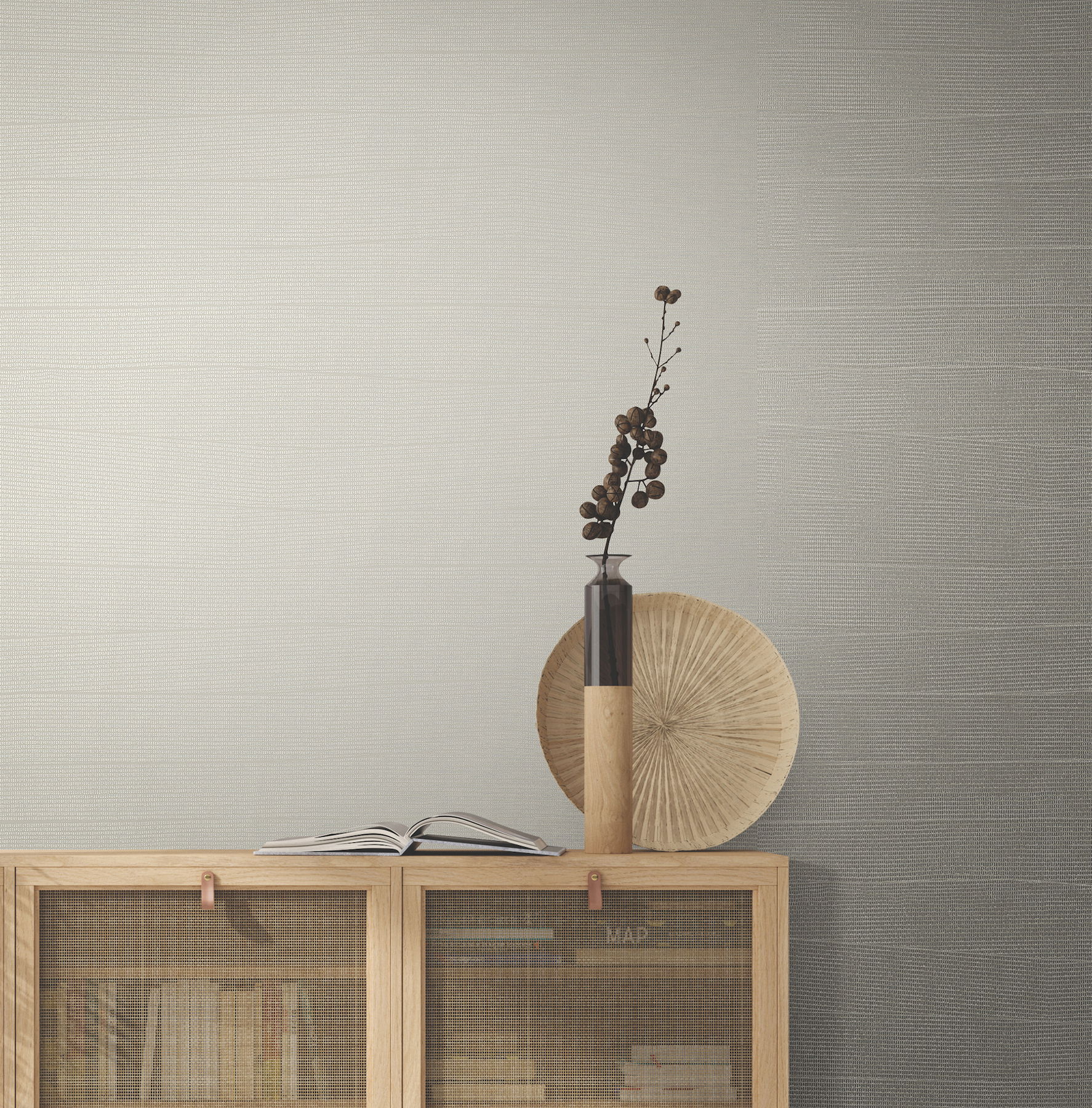 Natural Grid Taupe Wallpaper large image 