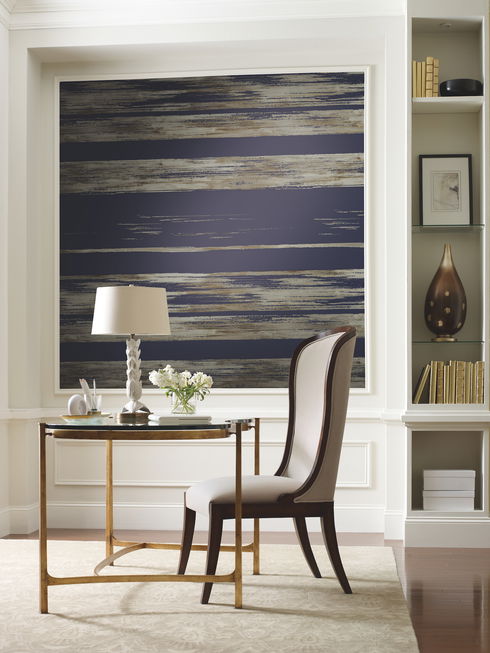 Horizontal Dry Brush Navy Wallpaper