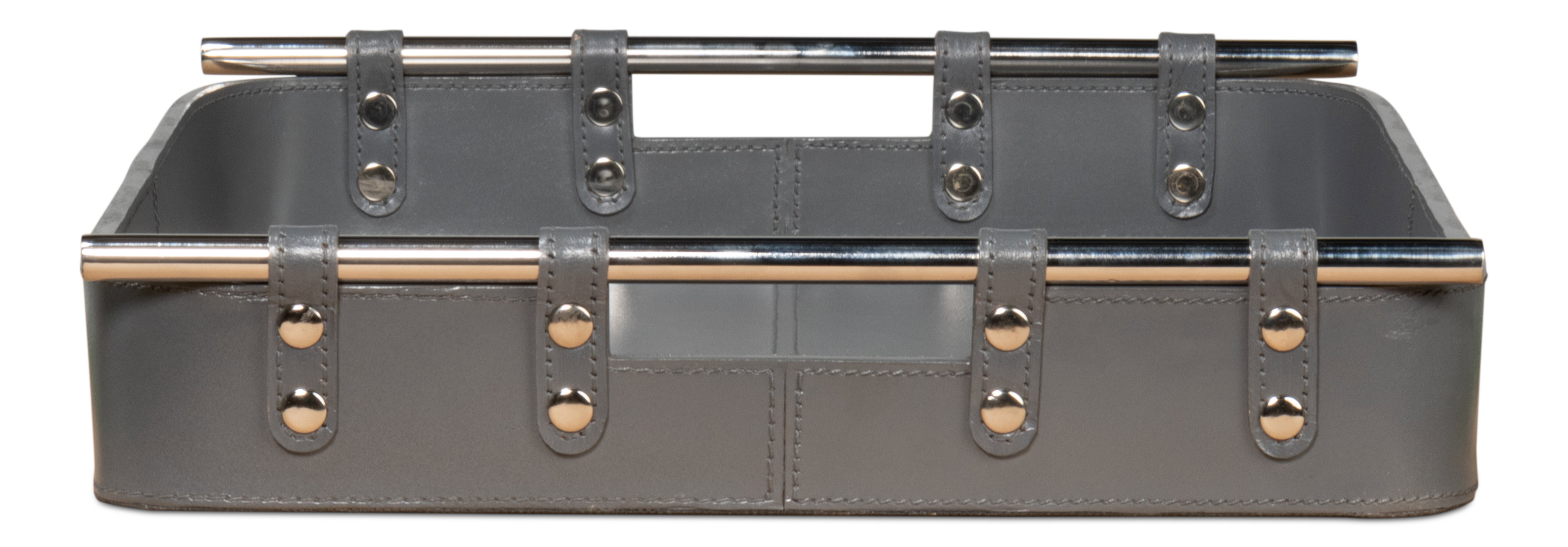 Safari Leather Tray, Quiet Shade, Decor by Sarreid, 19" length x 15" width x 2" height View 5