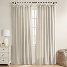 Online Designer Bedroom Jawara Linen Cotton Tie Top Bow Curtain