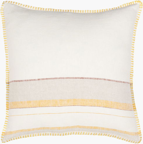 Linen Stripe Embellished Lumbar Pillow