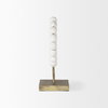 Pontchartrain I (Small) 9L x 5W White Beaded Broken Sphere Decorative Object with Gold Base, by Mercana, 9.45" length x 4.53" width x 11.61" height thumbnail 4