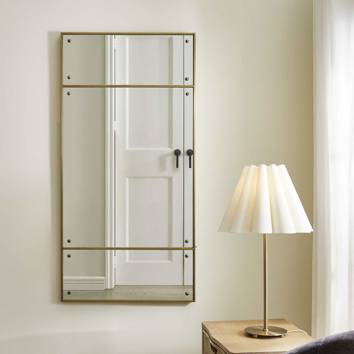 Wrenton Brass Rectangular Mirror, by Uttermost, 30" width x 60" height x 1.5" depth View 2