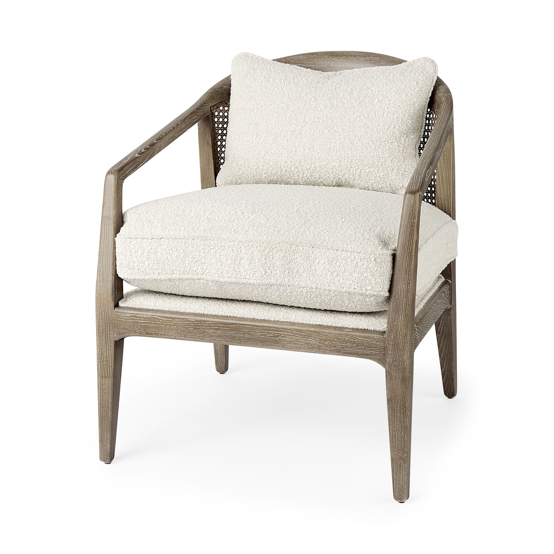 Landon  Light Brown Wood with Cream Fabric Seat and Cane Back Accent Chair large image 