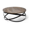Triumph 40' Round Brown Solid Wood Top Black Metal Base Coffee Table, by Mercana, 40" length x 40" width x 16" height thumbnail 1
