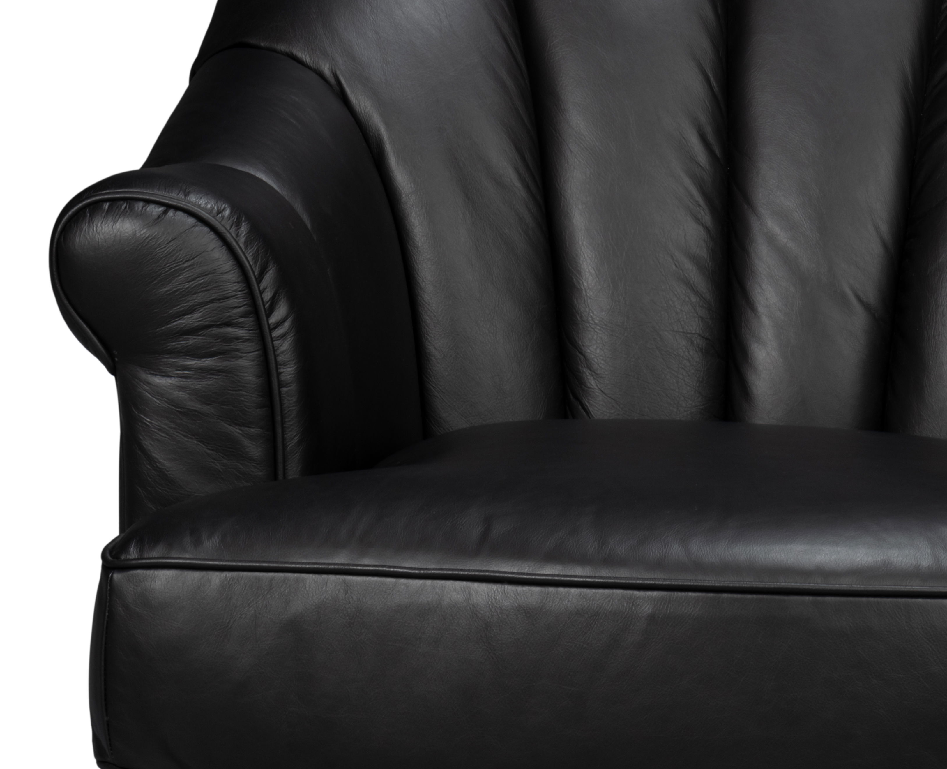 Scoth Swivel Chair In Distilled Lthr,Blk, Seating by Sarreid, 35" length x 39" width x 35" height View 12