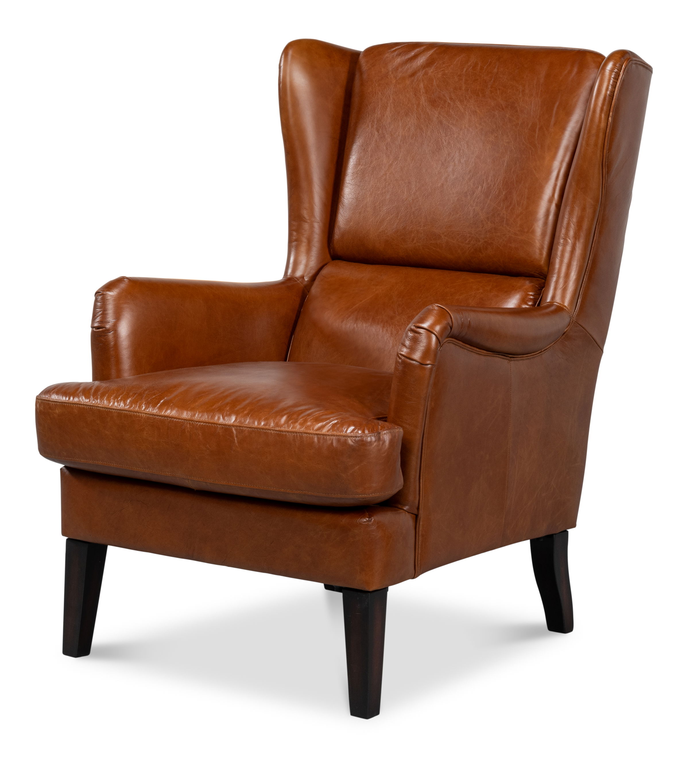 Elite Wing Lounge Chair, Vintage Havana, Seating by Sarreid, 28" length x 36" width x 40" height View 1
