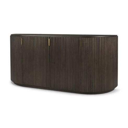 Terra 72L x 18W x 32H Dark Brown Wood Fluted Sideboard