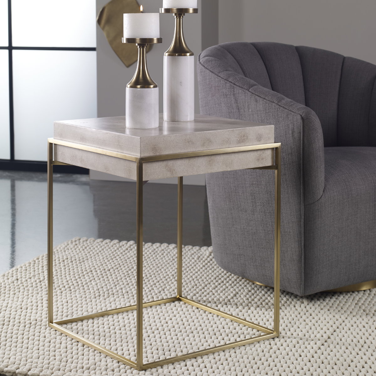 Inda Modern Accent Table, Side & End Table by Uttermost, 19" width x 24" height x 19" depth View 2