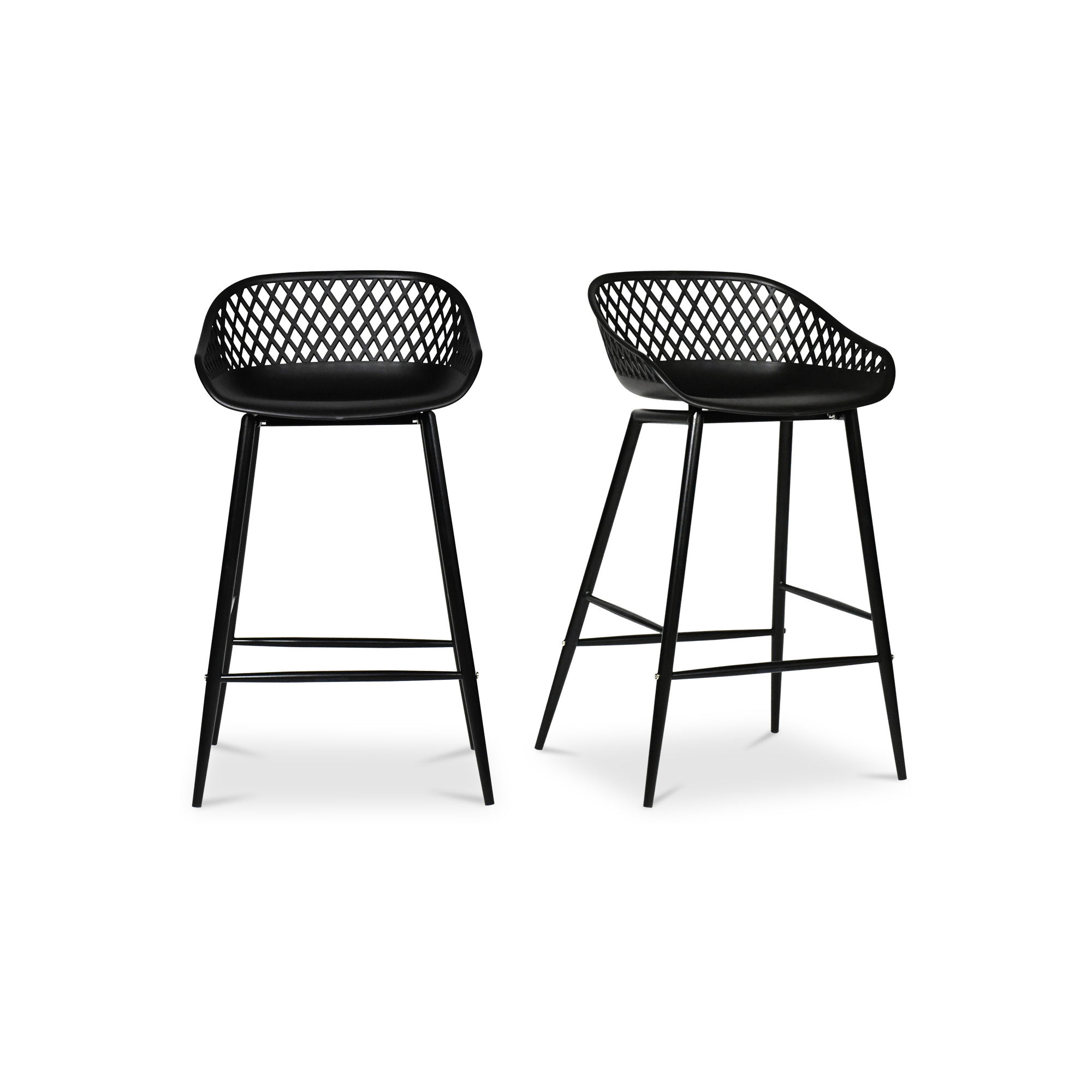 Piazza Outdoor Counter Stool Black - Set Of Two, Outdoor Chair by Moe's Home, 1'7" width x 2'10" height x 1'7" depth View 1