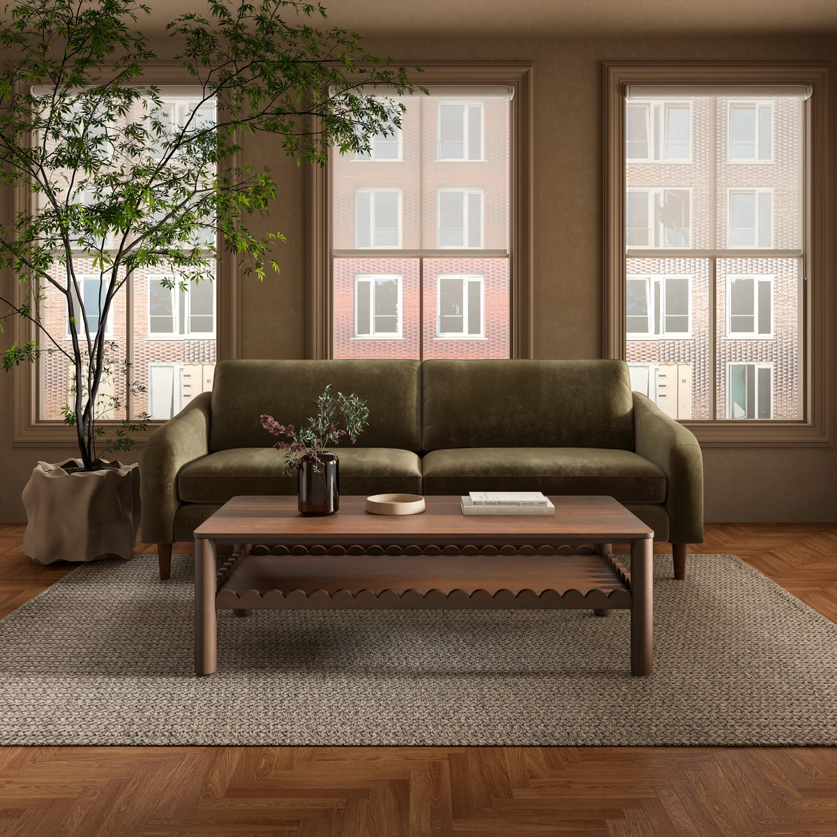Wiley Coffee Table Vintage Brown, by Moe's Home, 52" width x 16" height x 25.5" depth View 10
