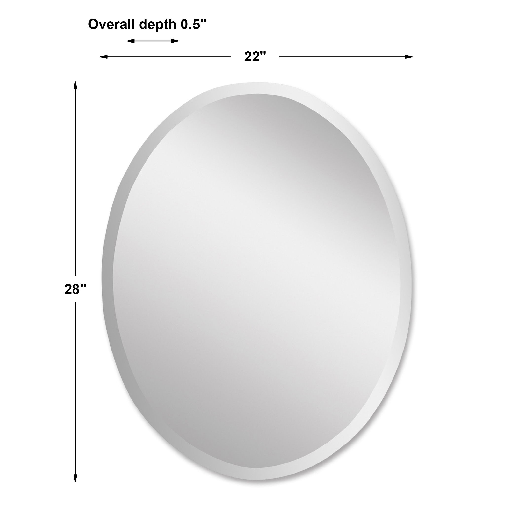 Frameless Vanity Oval Mirror, by Uttermost, 22" width x 28" height x 0.5" depth View 3