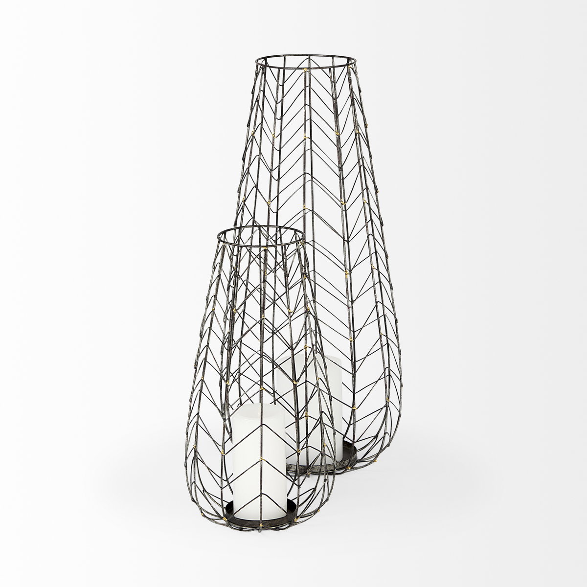 Petiole II Large Gold Toned Metal Table Candle Holder, Candles & Candle Holder by Mercana, 10.83" length x 10.83" width x 24.21" height View 6