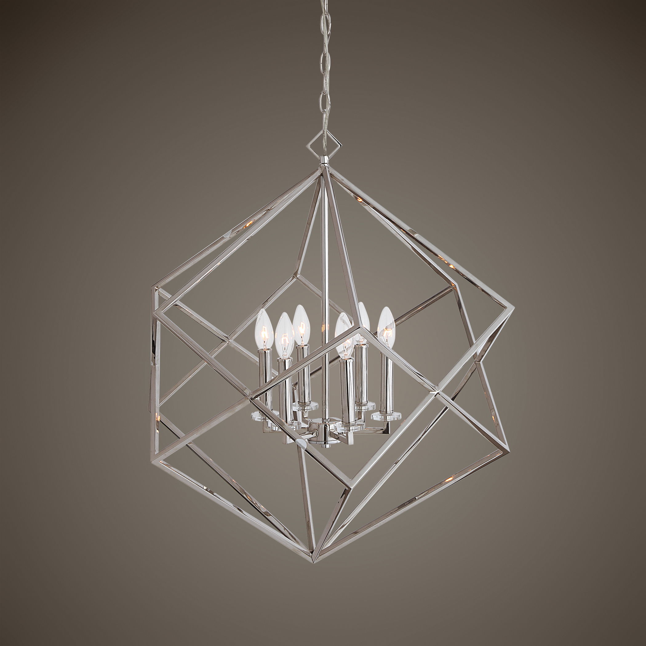 Euclid 6 Light Nickel Cube Pendant large image 