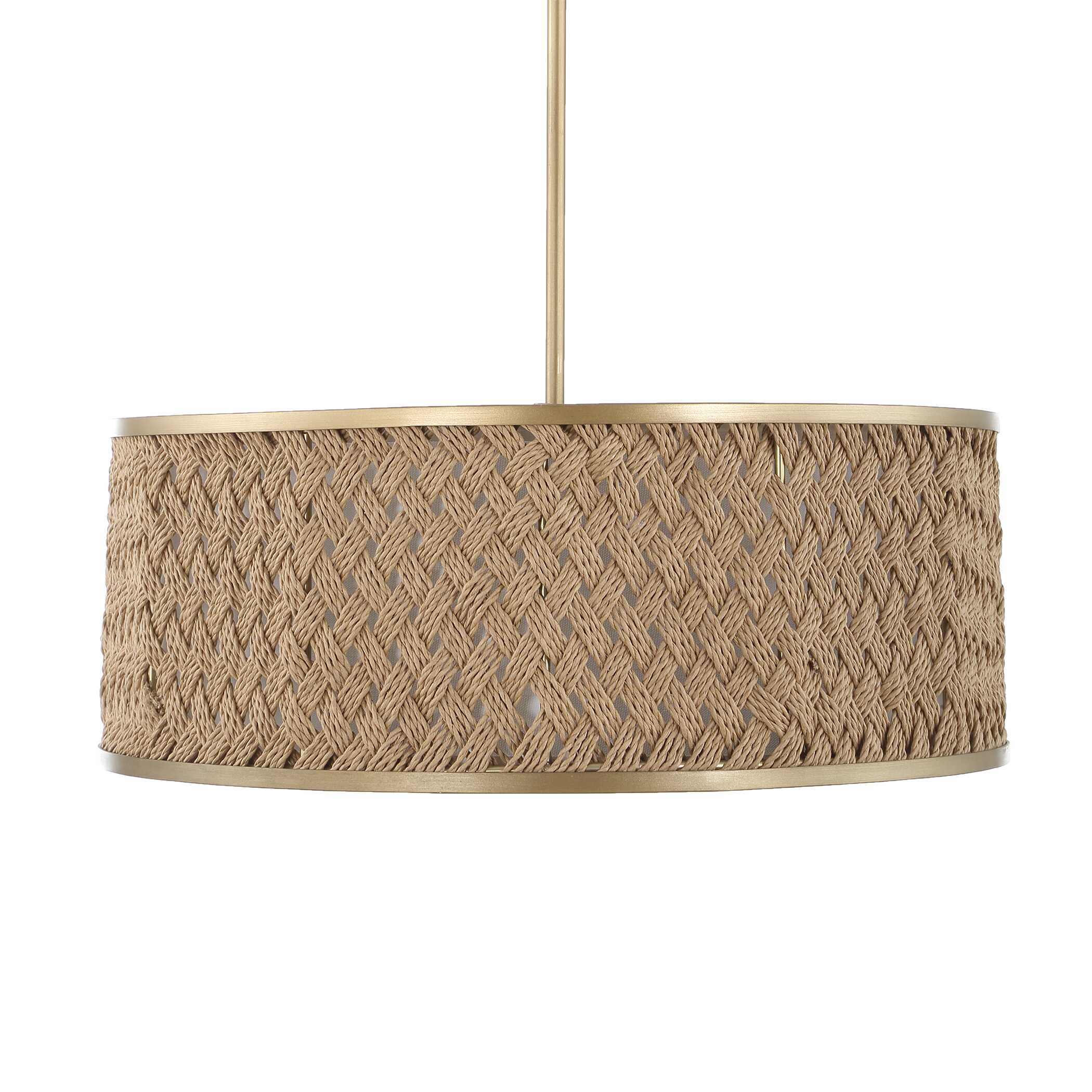 Pinchot 4 Light Rattan Drum Pendant, Ceiling Light by Uttermost, 22.25" width x 8.5" height x 22.25" diameter View 5