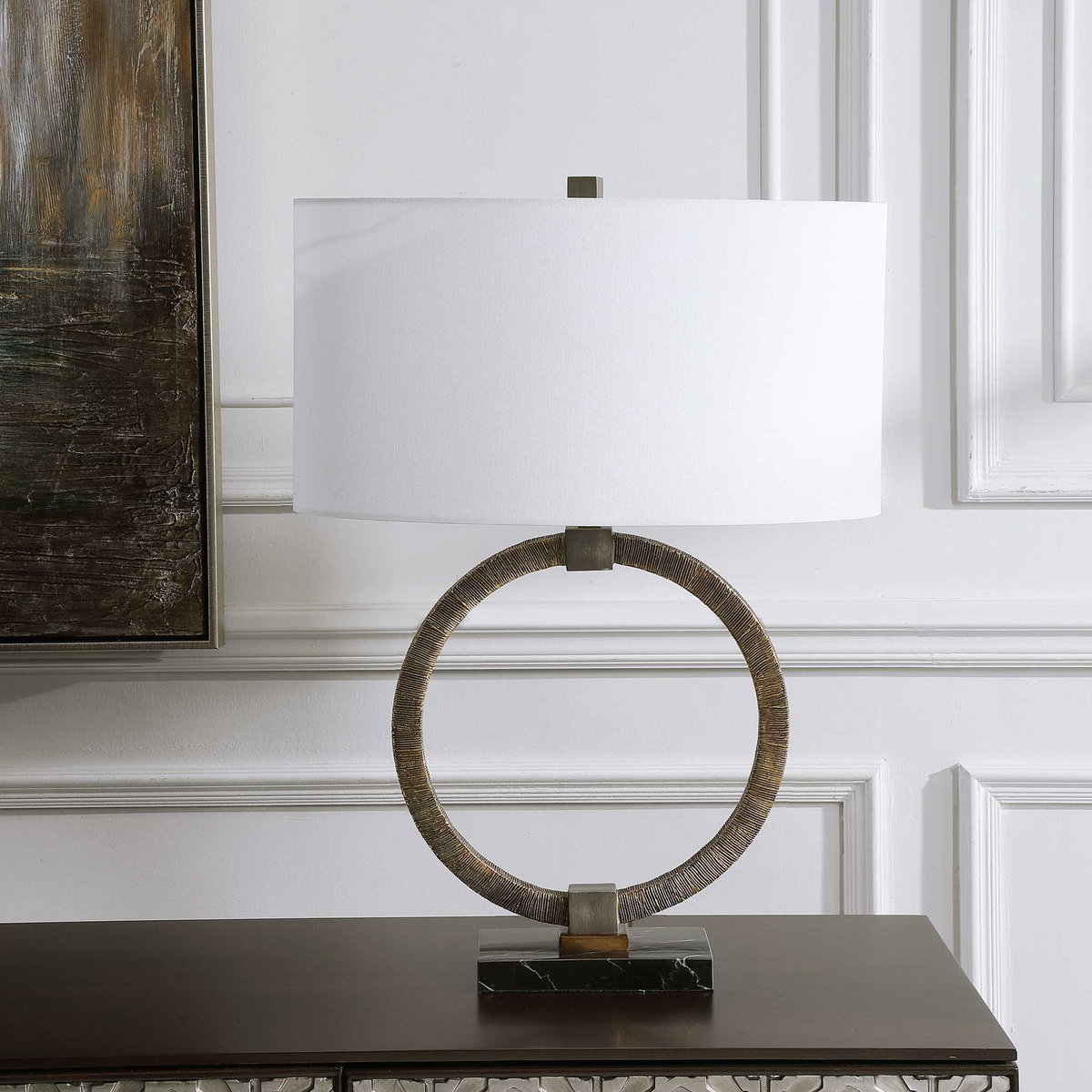Relic Aged Gold Table Lamp, by Uttermost, 19" width x 26" height x 10" depth View 4